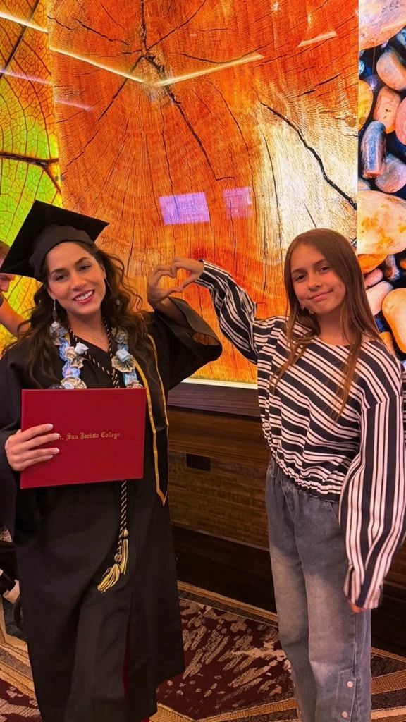 Chef Cinthia at her Mt. San Jacinto College graduation holding her culinary degree